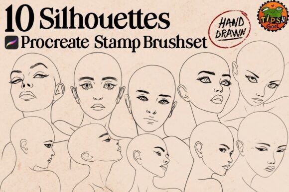 10 Female Silhouettes Procreate Brushset