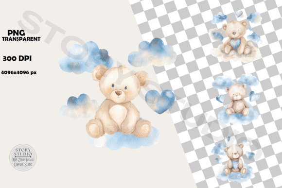 Adorable Baby Bear Blue Clouds Set: A Must-Have for Creative Professionals