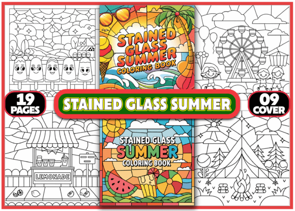 Adult Stained Glass Summer Coloring Book