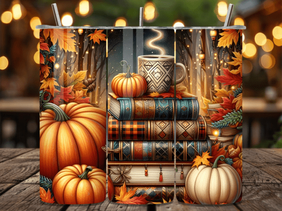Autumn Books Pumpkins Hot Drink Tumbler: A Versatile Design for Seasonal Creativity