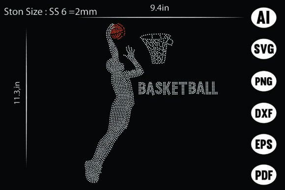 Basket Ball Rhinestone Design