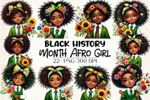 Black History Month Afro Girl Clipart