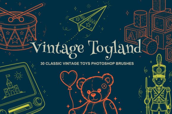 Bringing Retro Joy to Modern Design with Classic Vintage Toys Photoshop Brushes