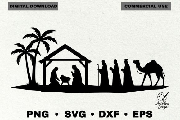 Christmas Nativity Scene Silhouette SVG