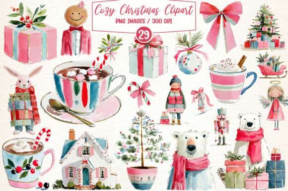 Cozy Christmas Watercolor Clipart: A Versatile Digital Resource for Creative Projects