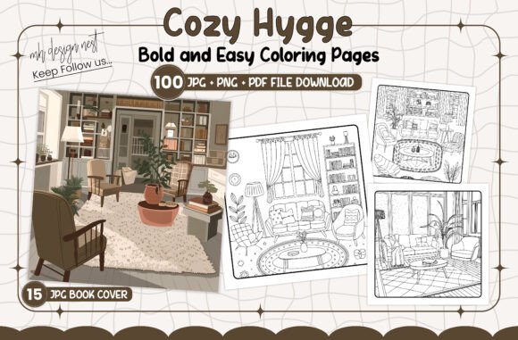 Cozy Hygge Bold and Easy Coloring Pages