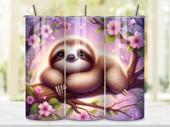 Cute Baby Sloth 20oz Tumbler Wrap PNG