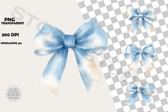 Delicate Blue Bows Digital Clipart