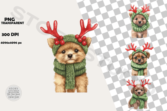 Festive Puppy Christmas Clipart Set