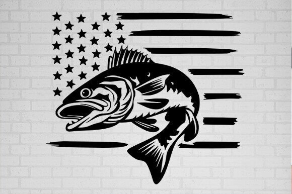 Fishing Svg Flag, USA Bass Fish