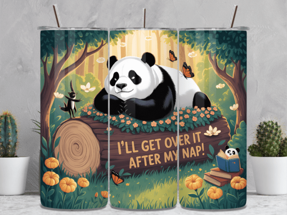 Funny Lazy Panda Nap Quote Tumbler Wrap