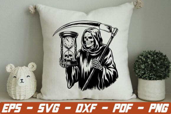 Grim Reaper with Hourglass SVG,Halloween