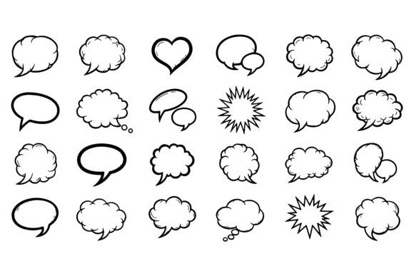Hand Drawn Speech Bubble Silhouettes Col