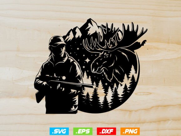 Moose Hunting Scene SVG, Moose Outdoor: A Versatile Digital Graphic for Designers and Enthusiasts