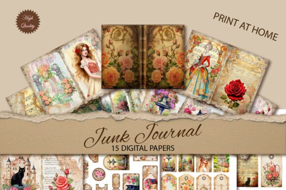 Roses Junk Journal Paper Backgrounds: A Versatile Digital Resource for Creative Projects