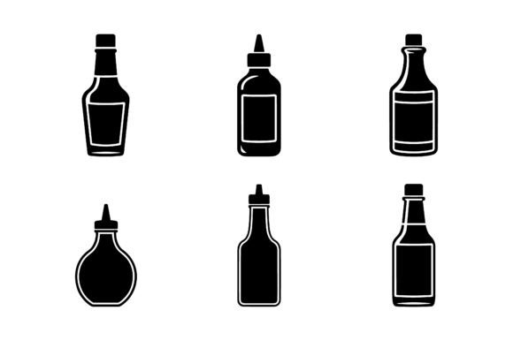 Sauce Condiment Bottle Icon Set EPS
