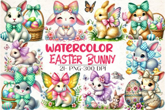 Watercolor Easter Bunny Clipart