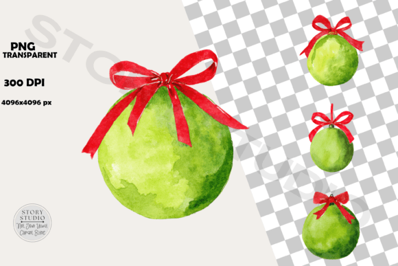 Watercolor Green Christmas Bauble: A Festive Addition to Your Creative Projects