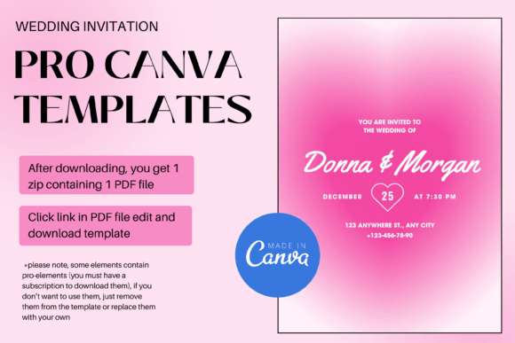 Wedding Invitation PRO Canva Template