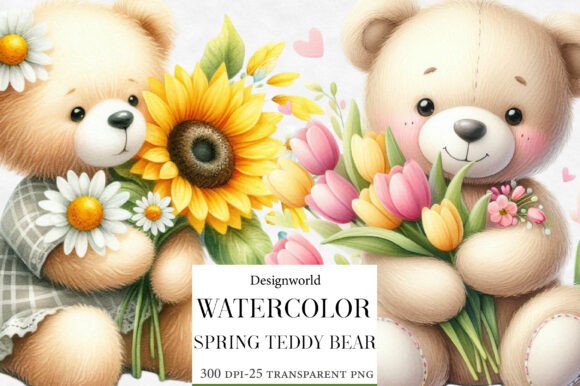 Whimsical Spring Teddy Bear Clipart: A Versatile Design for Creative Projects